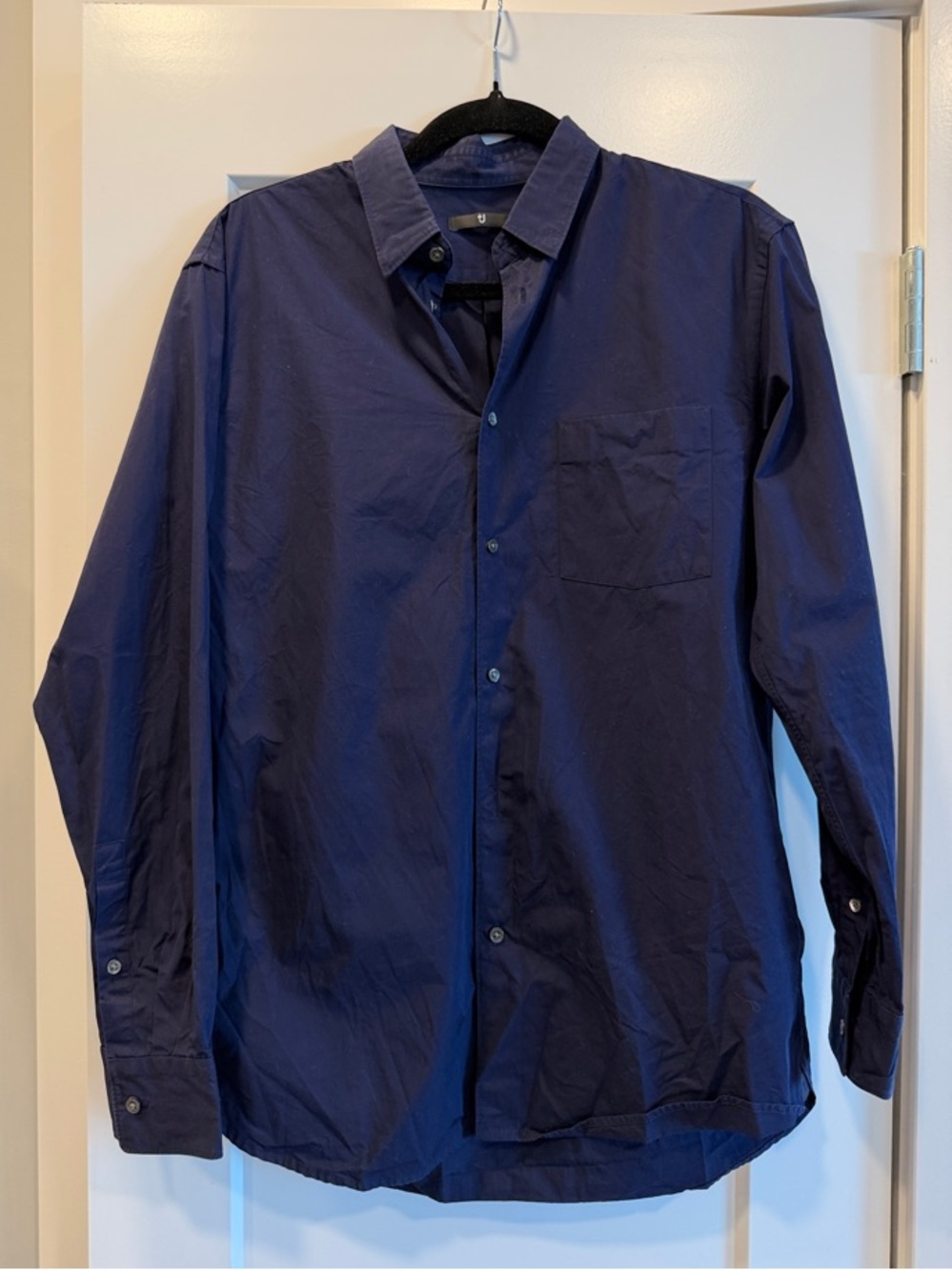 +J Uniqlo Supima Cotton Regular Fit Long Sleeve Navy Shirt